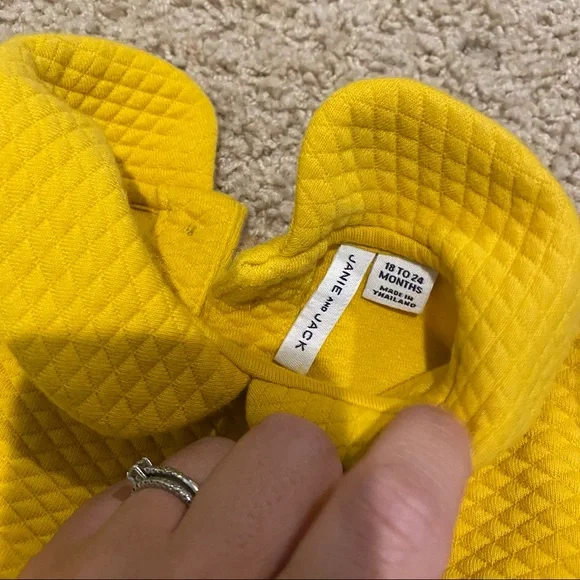 Janie and Jack yellow long sleeve jacquard dress - Picture 2 of 5